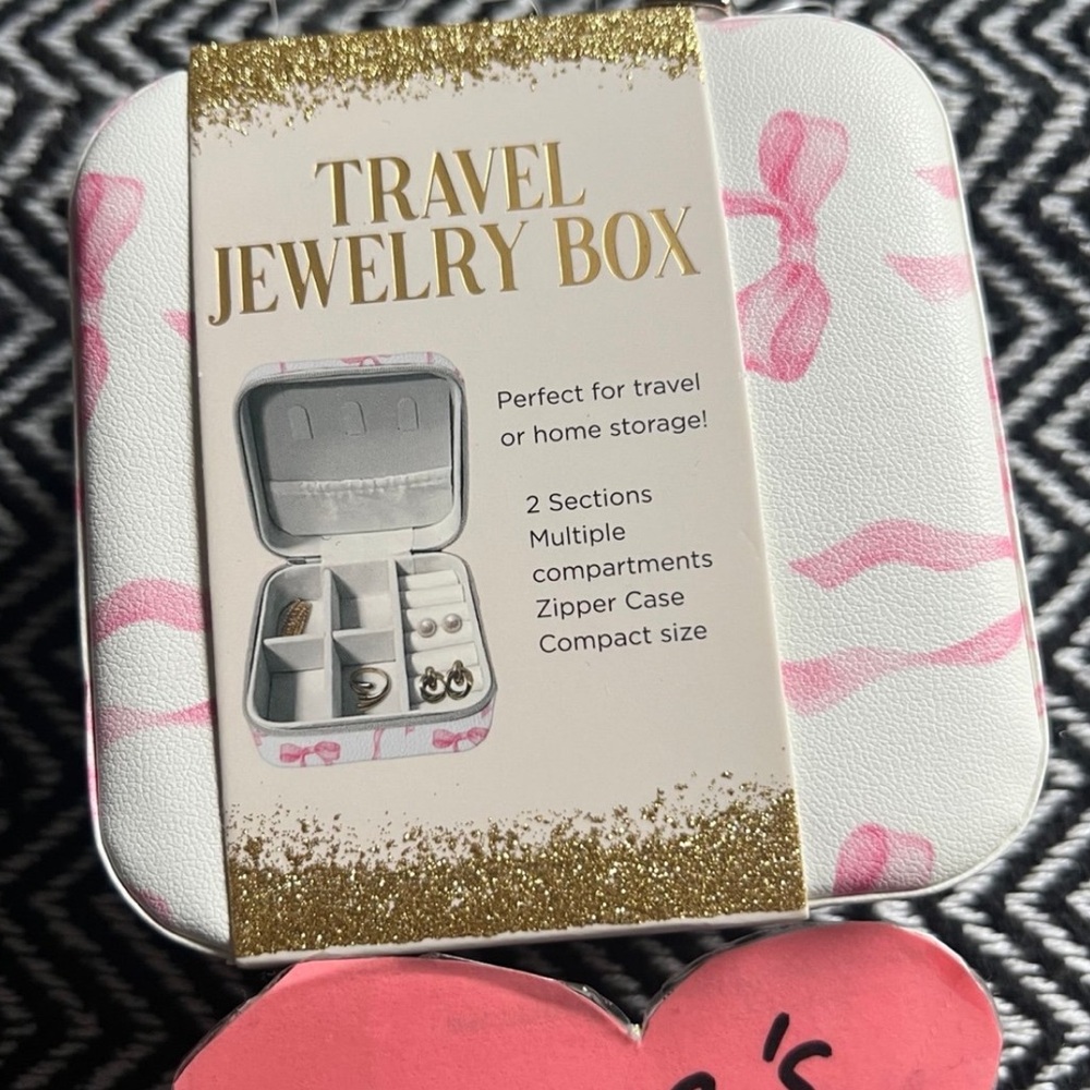 Pink Bow Coquette Girl Jewelry Travel Box - Picture 2 of 3